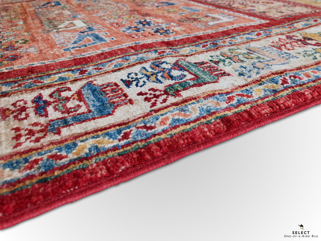 Pazyryk-Style Gabbeh  red/mt 9' Runner - Nuvé