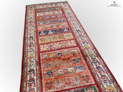 Pazyryk-Style Gabbeh  red/mt 9' Runner - Nuvé