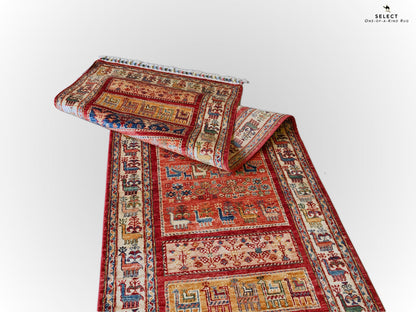 Pazyryk-Style Gabbeh  red/mt 9' Runner - Nuvé