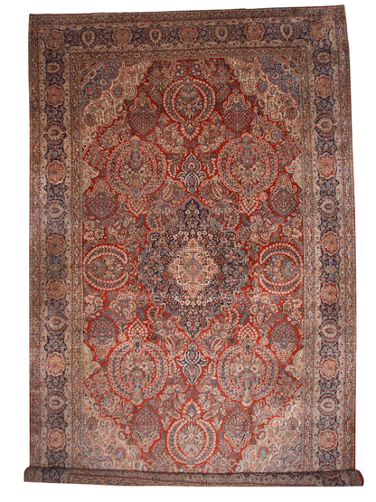 Antique Persian Kasvin (10'09"x17'08") red/navy - Nuvé