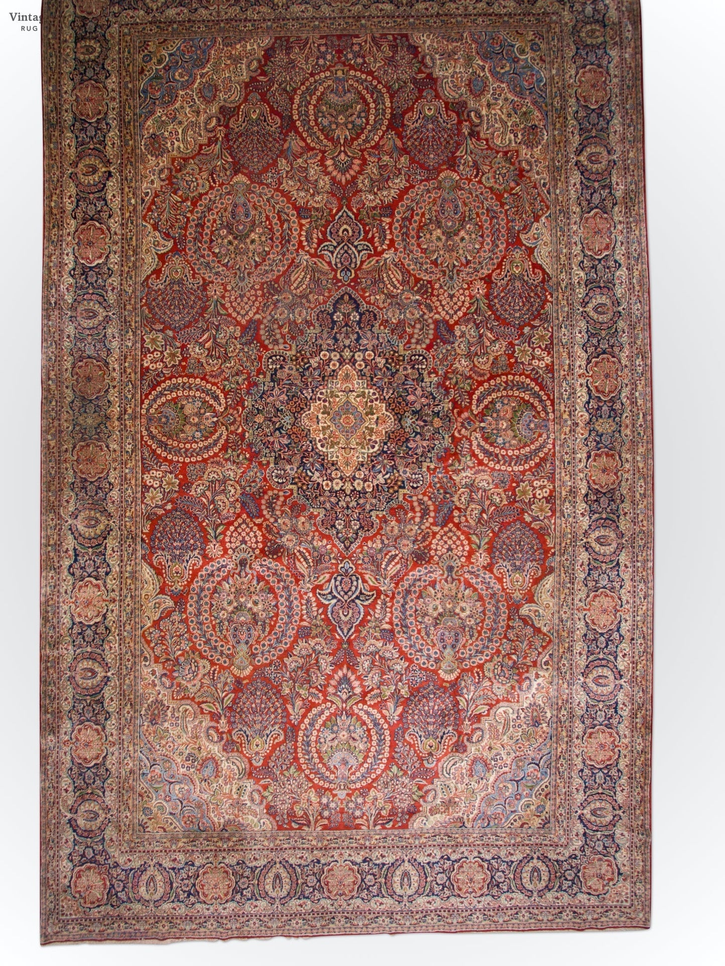 Antique Persian Kasvin (10'09"x17'08") red/navy - Nuvé