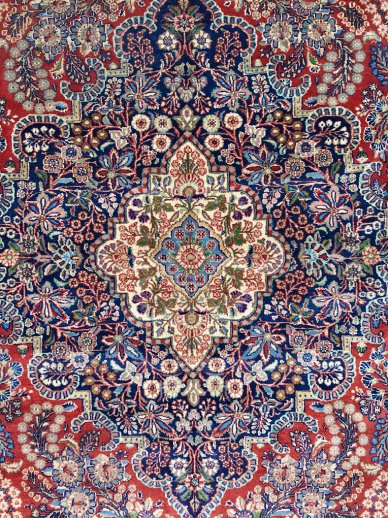 Antique Persian Kasvin (10'09"x17'08") red/navy - Nuvé
