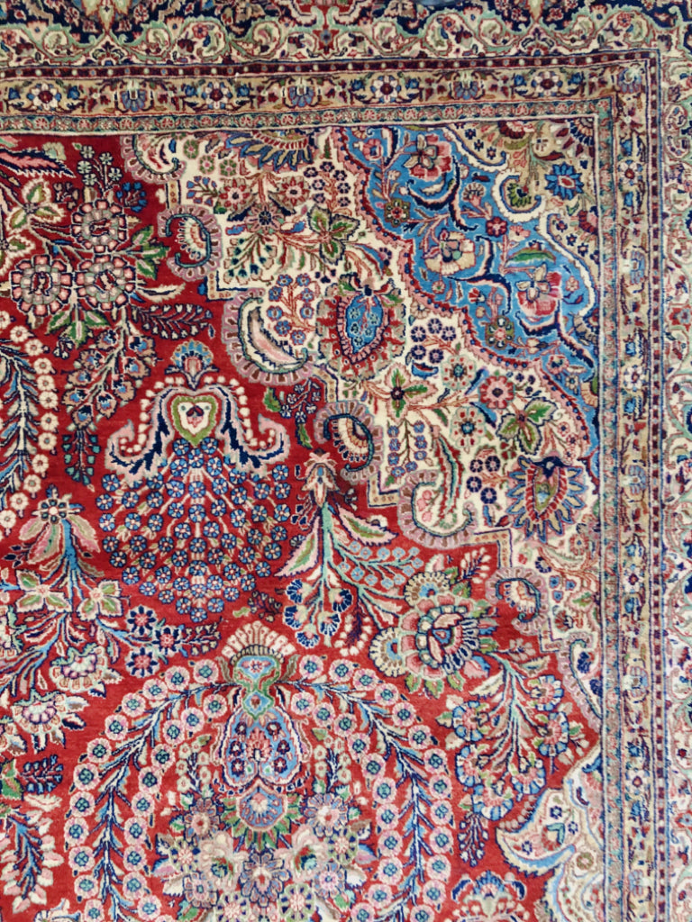 Antique Persian Kasvin (10'09"x17'08") red/navy - Nuvé