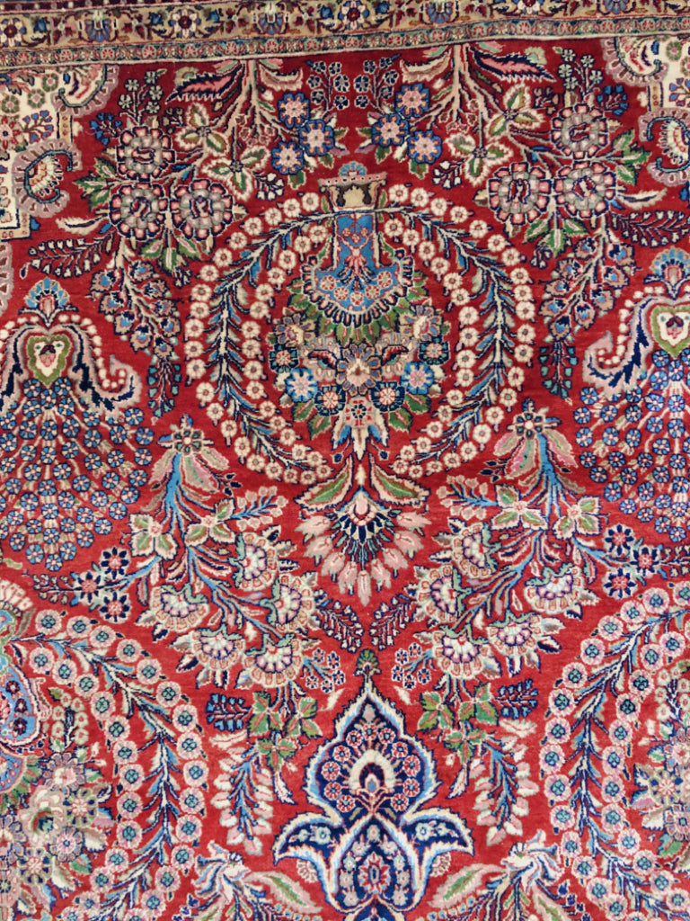 Antique Persian Kasvin (10'09"x17'08") red/navy - Nuvé