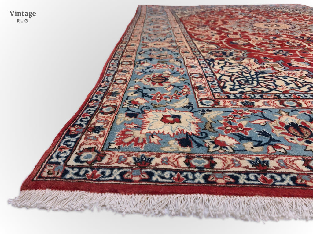 Vintage Persian Isfahan (4'11"x7'09") red/lt.blue - Nuvé