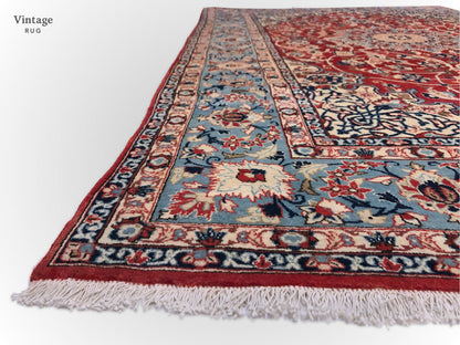 Vintage Persian Isfahan (4'11"x7'09") red/lt.blue - Nuvé