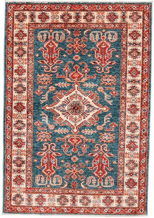 Super Kazak grn/ivory 3x5 - Nuvé