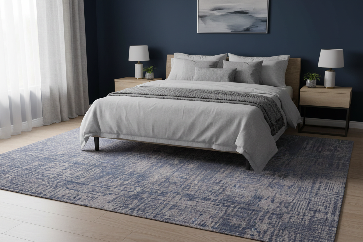 Contemporary wool/bamboo (8'00"x10'00") blue/gray