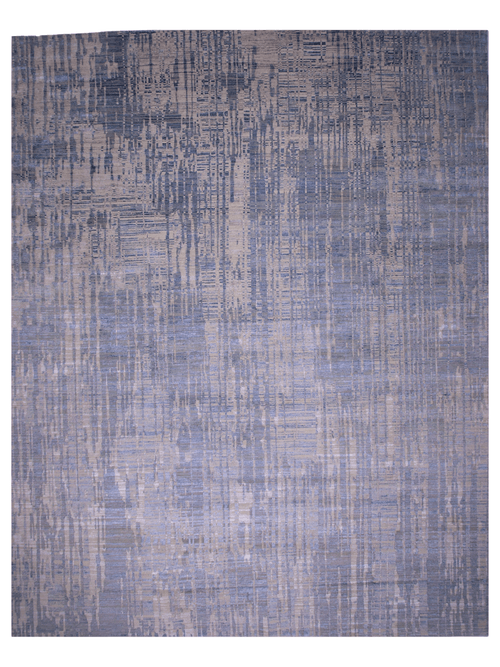 Carved, Contemporary Tibetan-Style 12x15 (blue/gray) - Nuvé