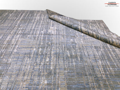 Carved, Contemporary Tibetan-Style 12x15 (blue/gray)