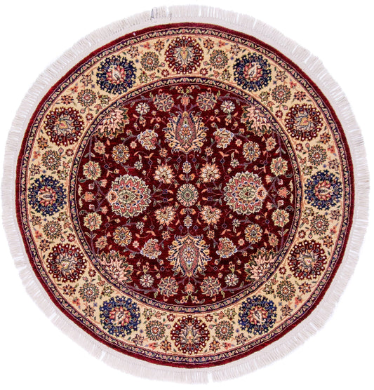 Indo-Persian dkred/ivory 4' Round - Nuvé