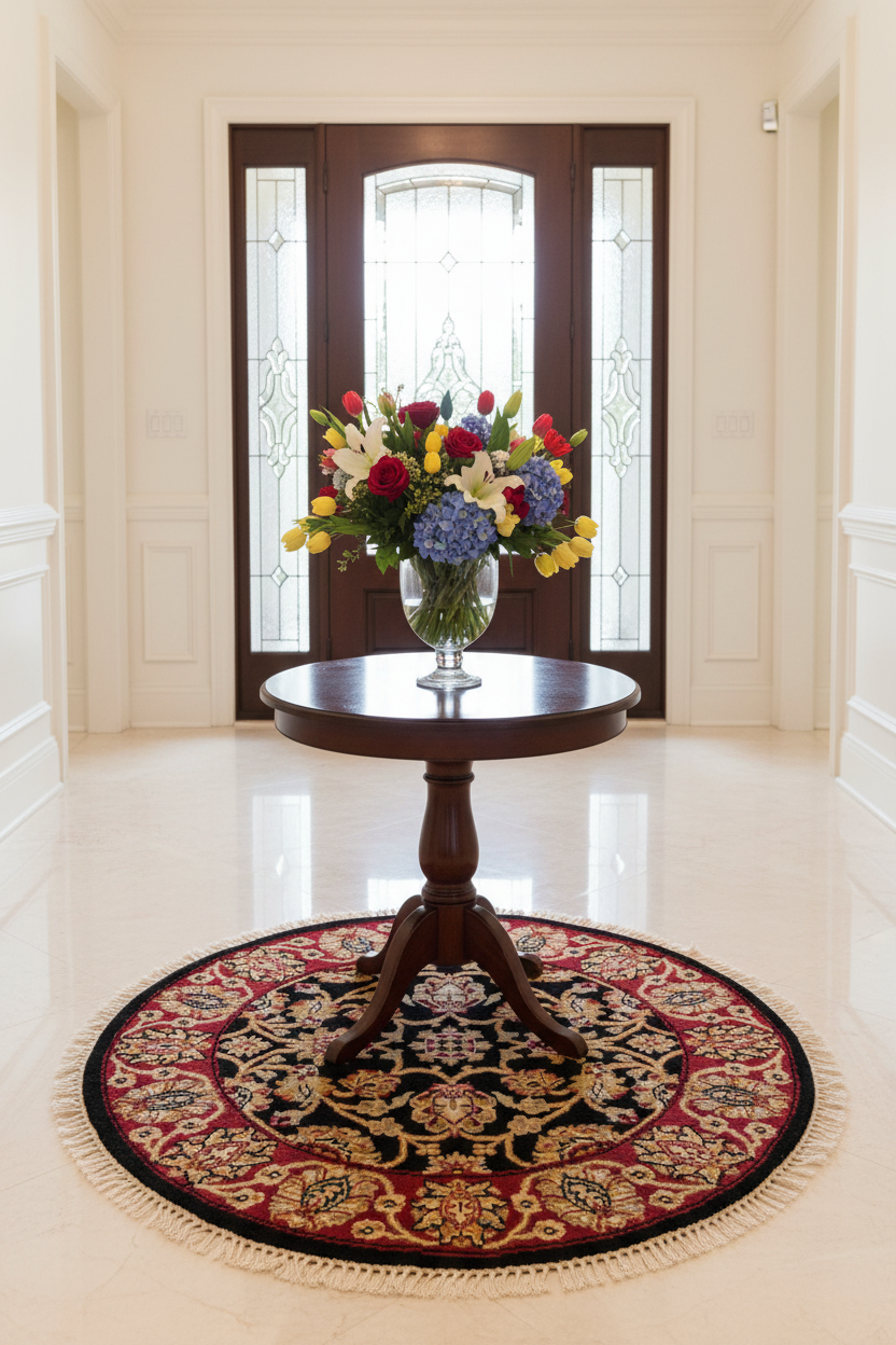 Indo-Tabriz blk/dkred 3' Round