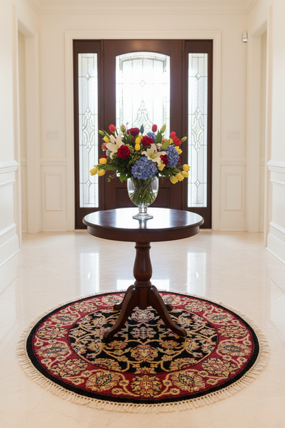 Indo-Tabriz blk/dkred 3' Round