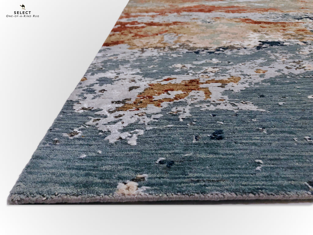 Textured Contemporary (7'11"x9'11") blue/rust - Nuvé