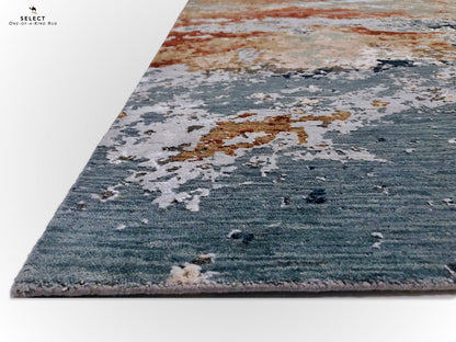 Textured Contemporary (7'11"x9'11") blue/rust - Nuvé