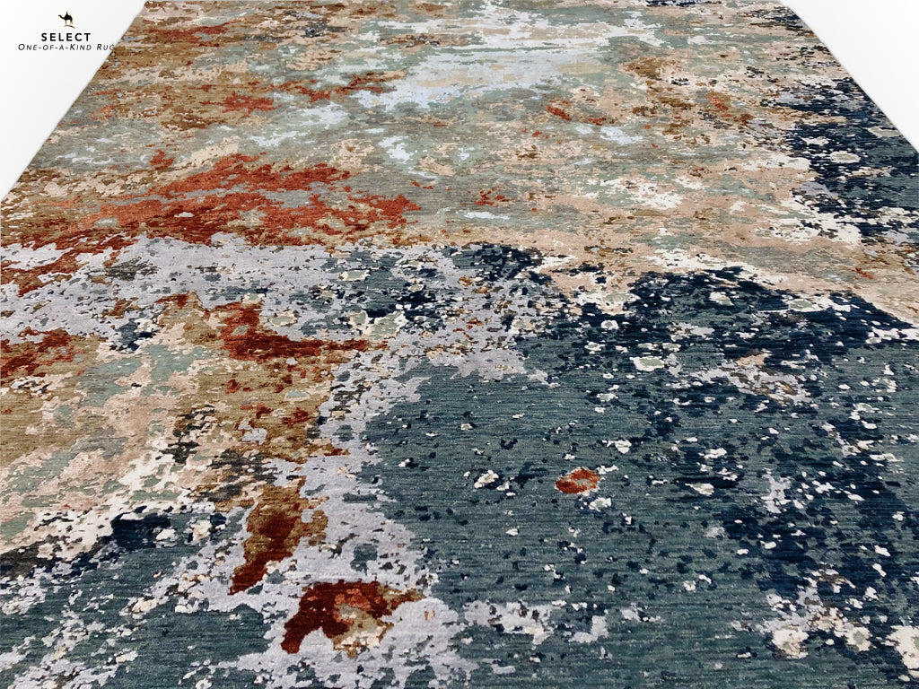 Textured Contemporary (7'11"x9'11") blue/rust - Nuvé