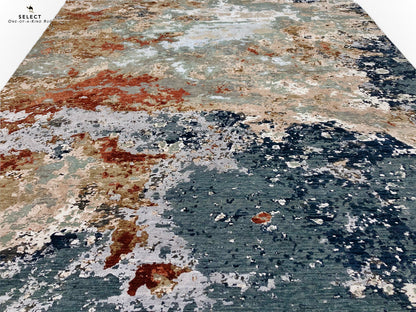 Textured Contemporary (7'11"x9'11") blue/rust - Nuvé