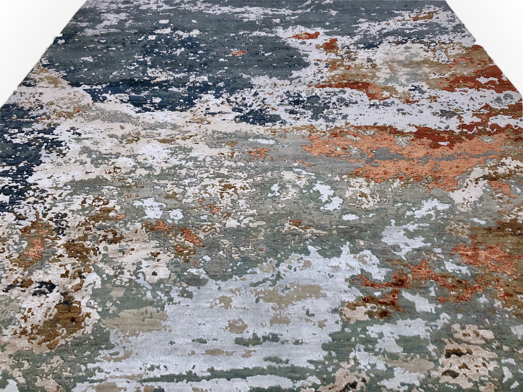 Textured Contemporary (7'11"x9'11") blue/rust - Nuvé