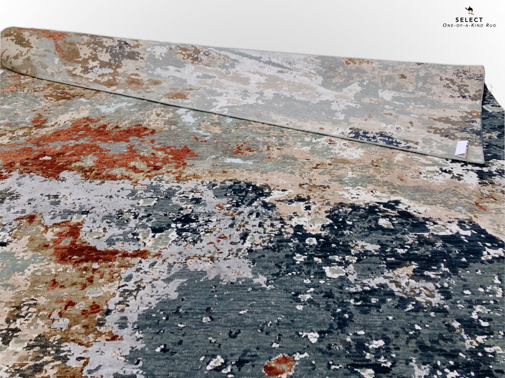 Textured Contemporary (7'11"x9'11") blue/rust - Nuvé