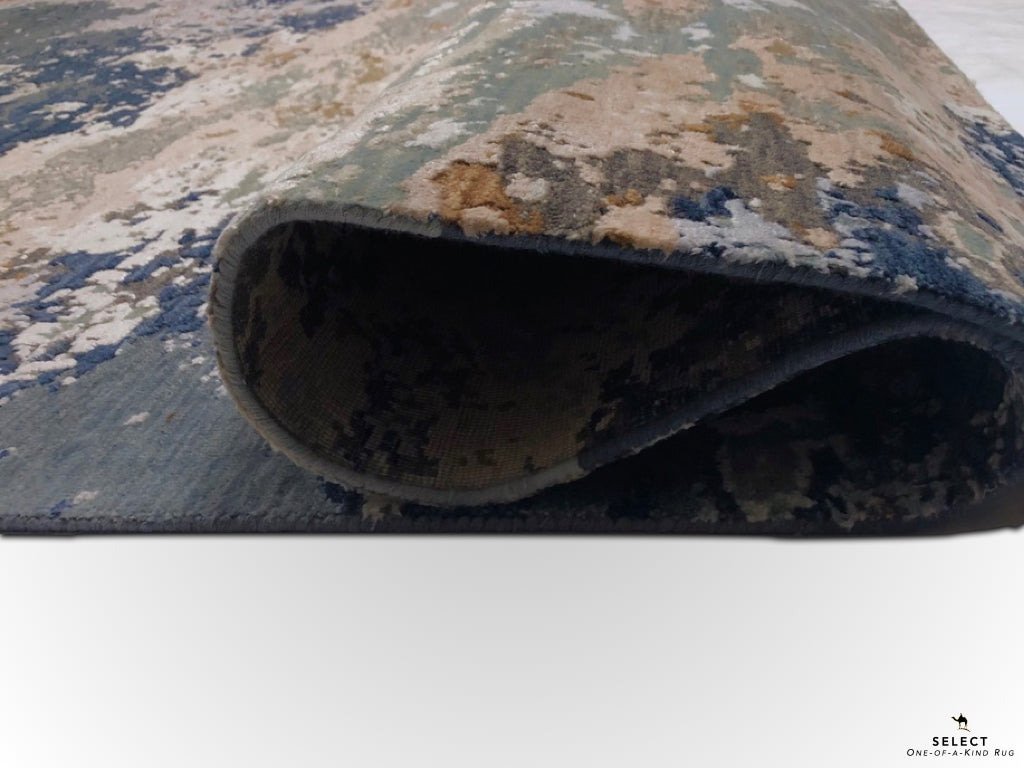 Textured Contemporary (7'11"x9'11") blue/rust - Nuvé