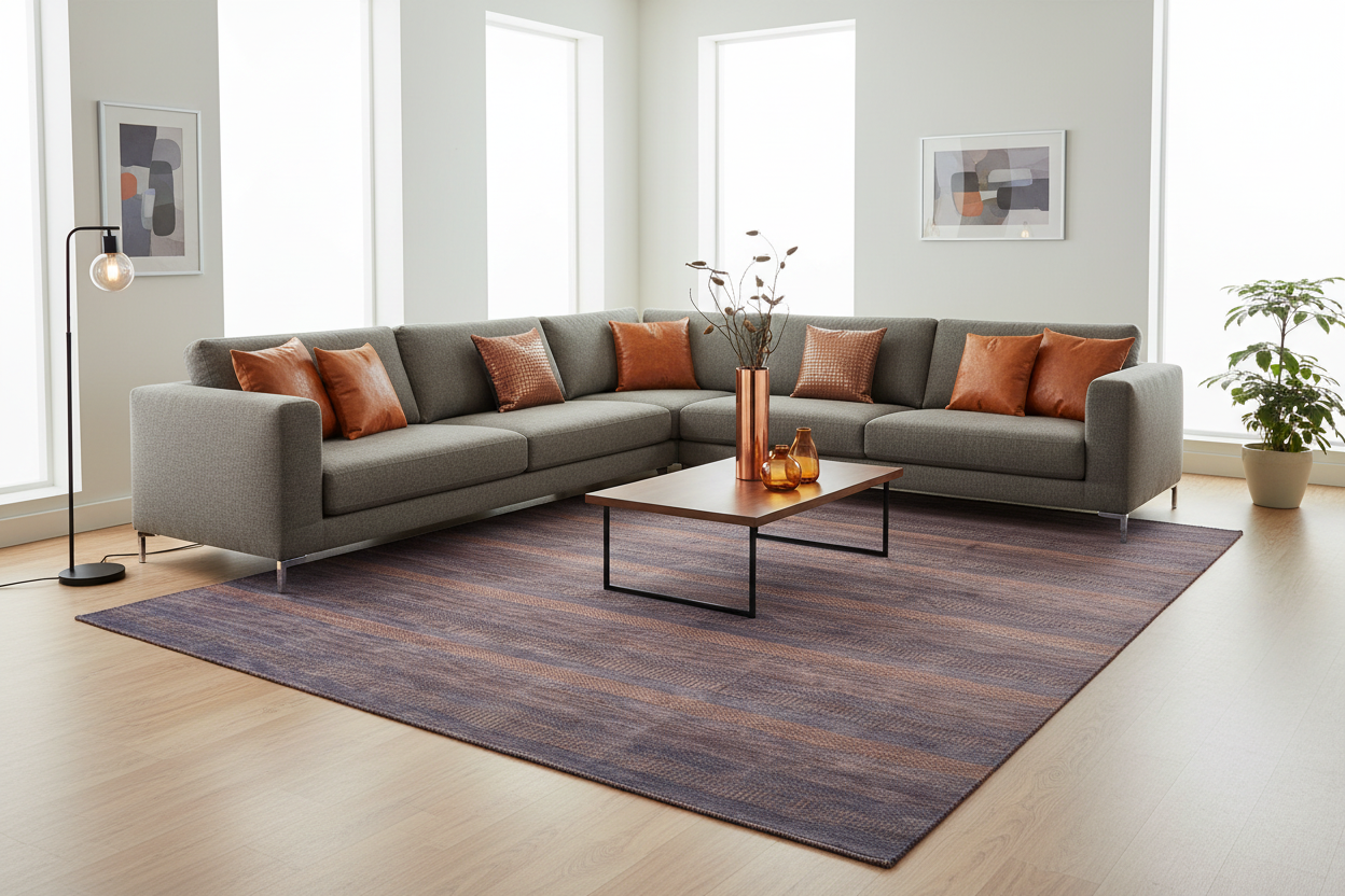 Durva Grass Design (10'01"x14'03") copper/blue-gray