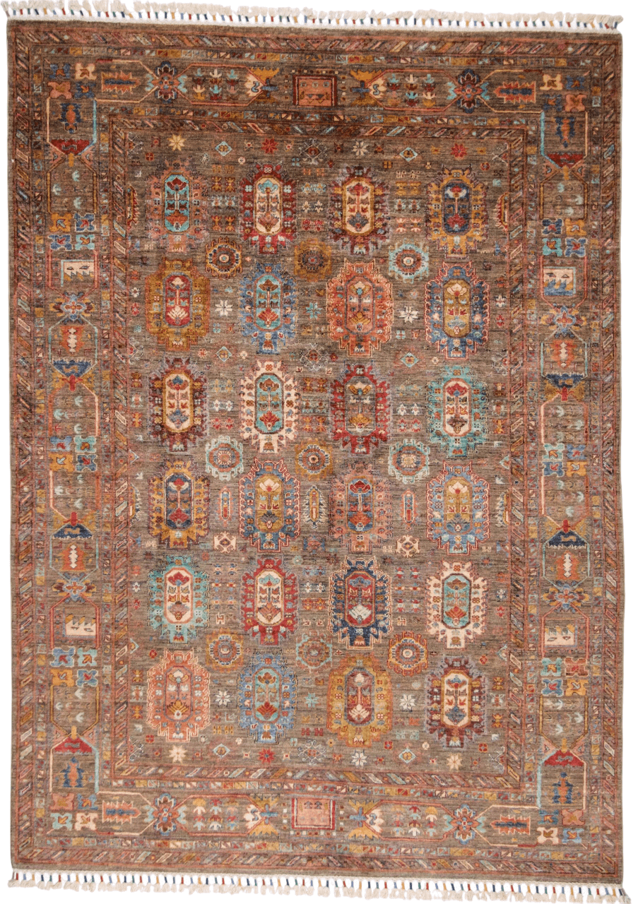 Khorjin (5'06"x7'08") camel/jewel tones - Nuvé