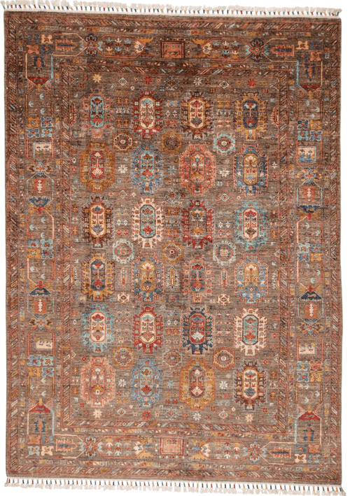 Khorjin (5'06"x7'08") camel/jewel tones - Nuvé