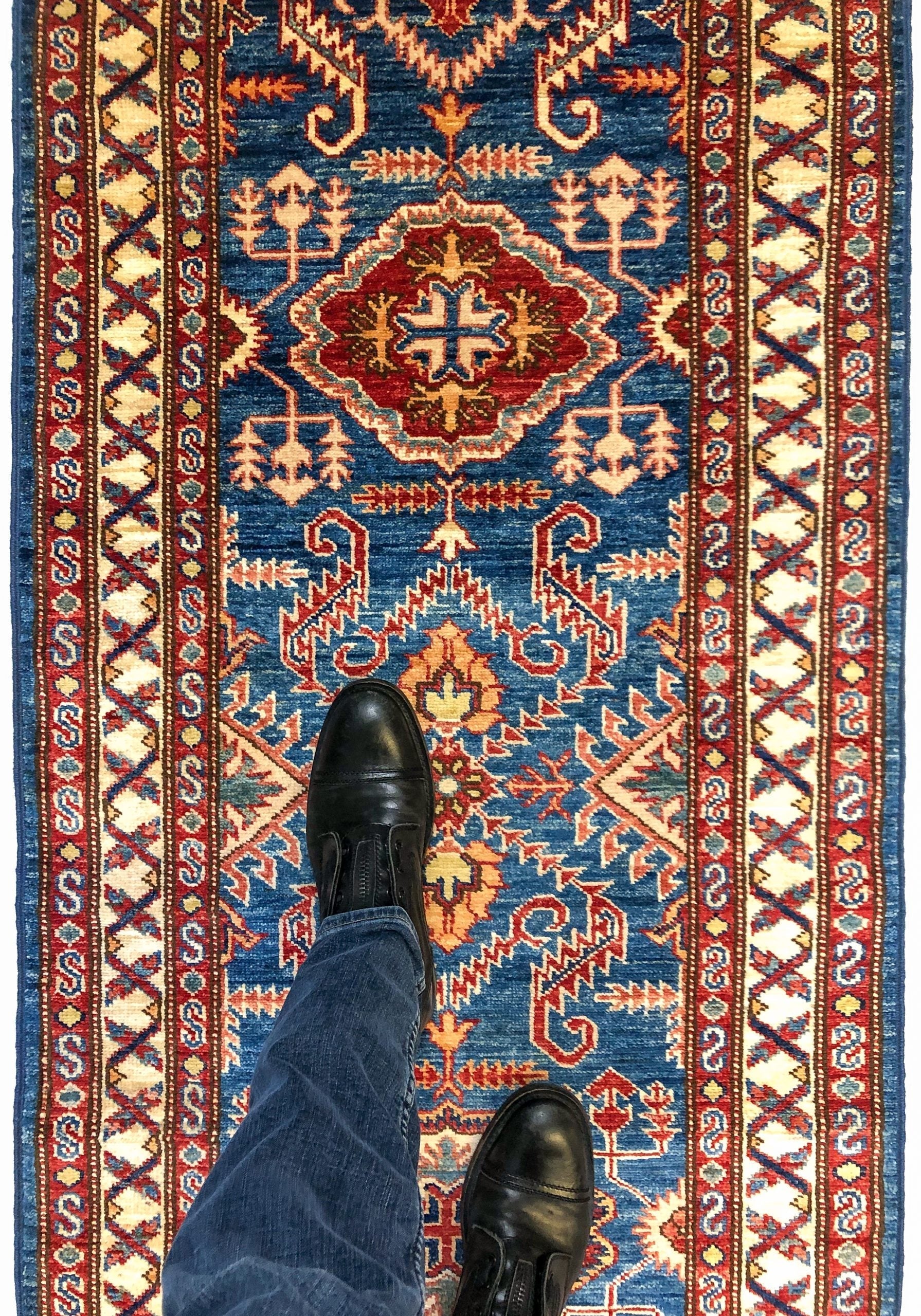 Super Kazak (17' Runner) blue/ivory - Nuvé