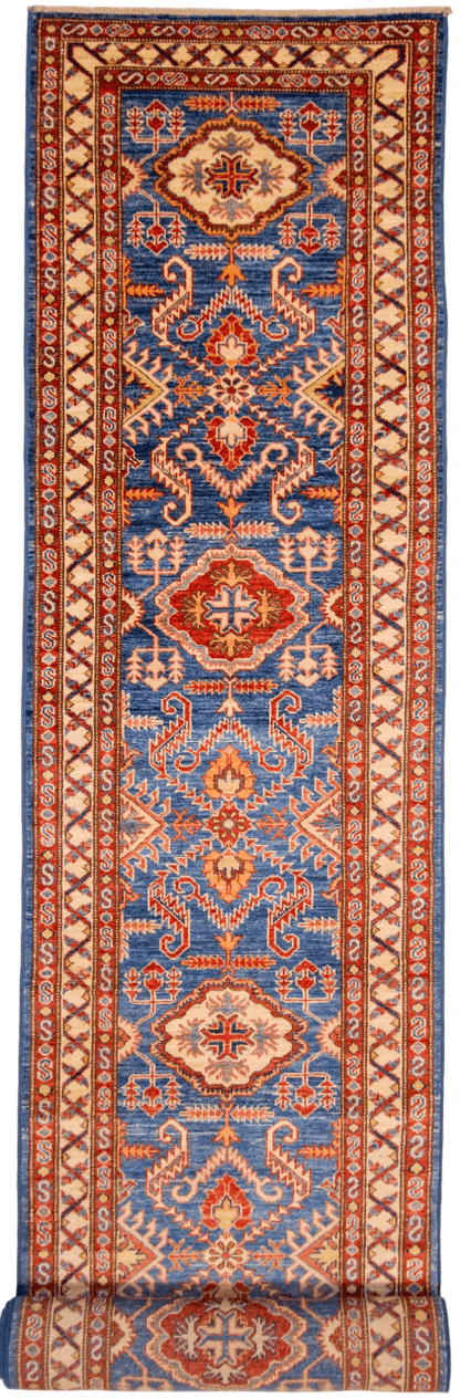 Super Kazak (17' Runner) blue/ivory - Nuvé