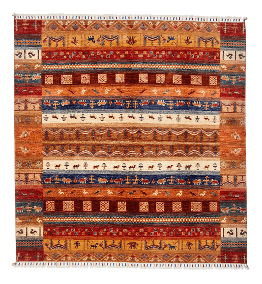 Khurjeen/Gabbeh (6'06"x6'10") rust/multicolor - Nuvé