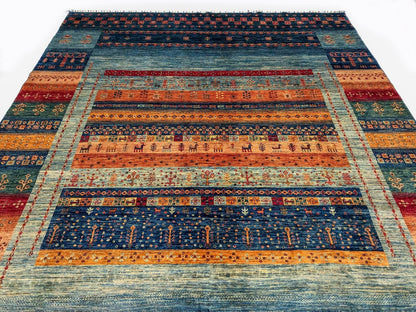 Khorjin/Gabbeh (9'00"x11'09") blue/multicolor