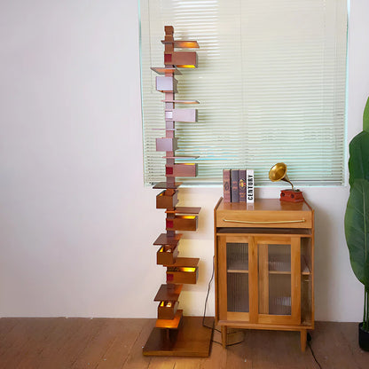 Taliesin Wood Stacked Floor Lamp - Nuvé