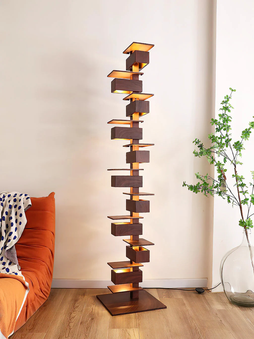 Taliesin Wood Stacked Floor Lamp - Nuvé