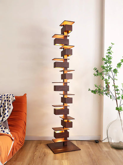 Taliesin Wood Stacked Floor Lamp - Nuvé