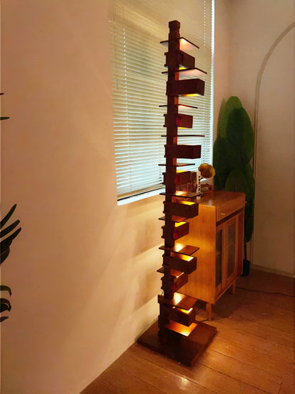 Taliesin Wood Stacked Floor Lamp - Nuvé