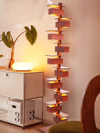 Taliesin Wood Stacked Floor Lamp - Nuvé