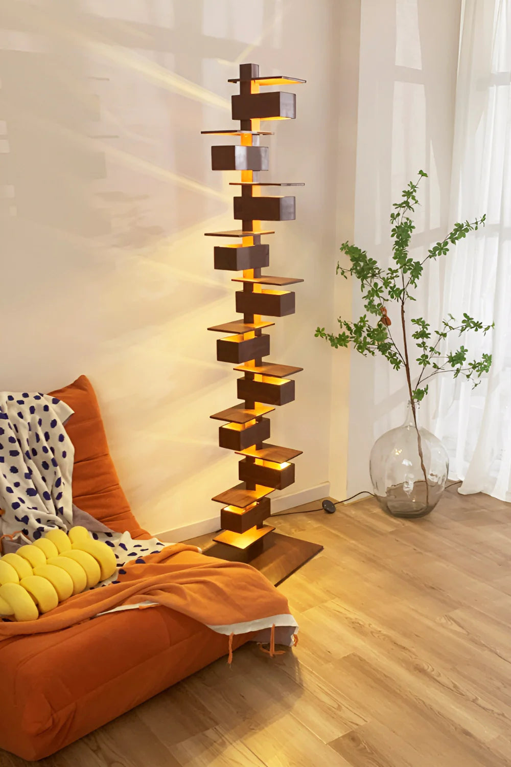Taliesin Wood Stacked Floor Lamp - Nuvé