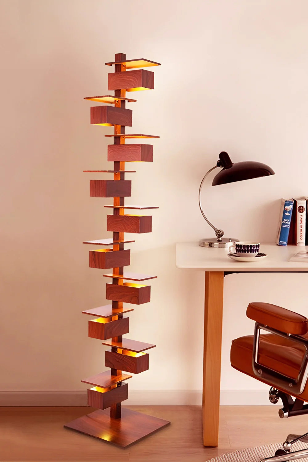 Taliesin Wood Stacked Floor Lamp - Nuvé