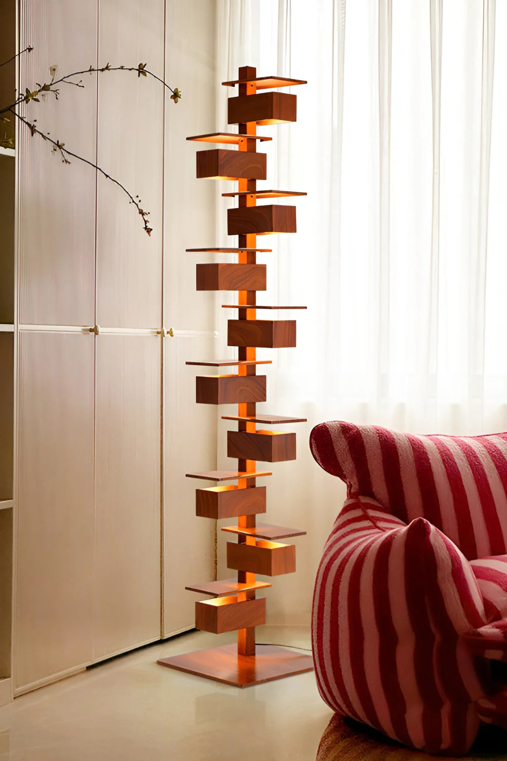 Taliesin Wood Stacked Floor Lamp - Nuvé