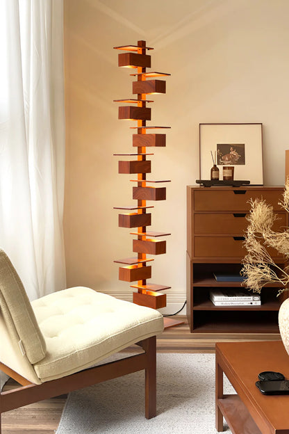 Taliesin Wood Stacked Floor Lamp - Nuvé