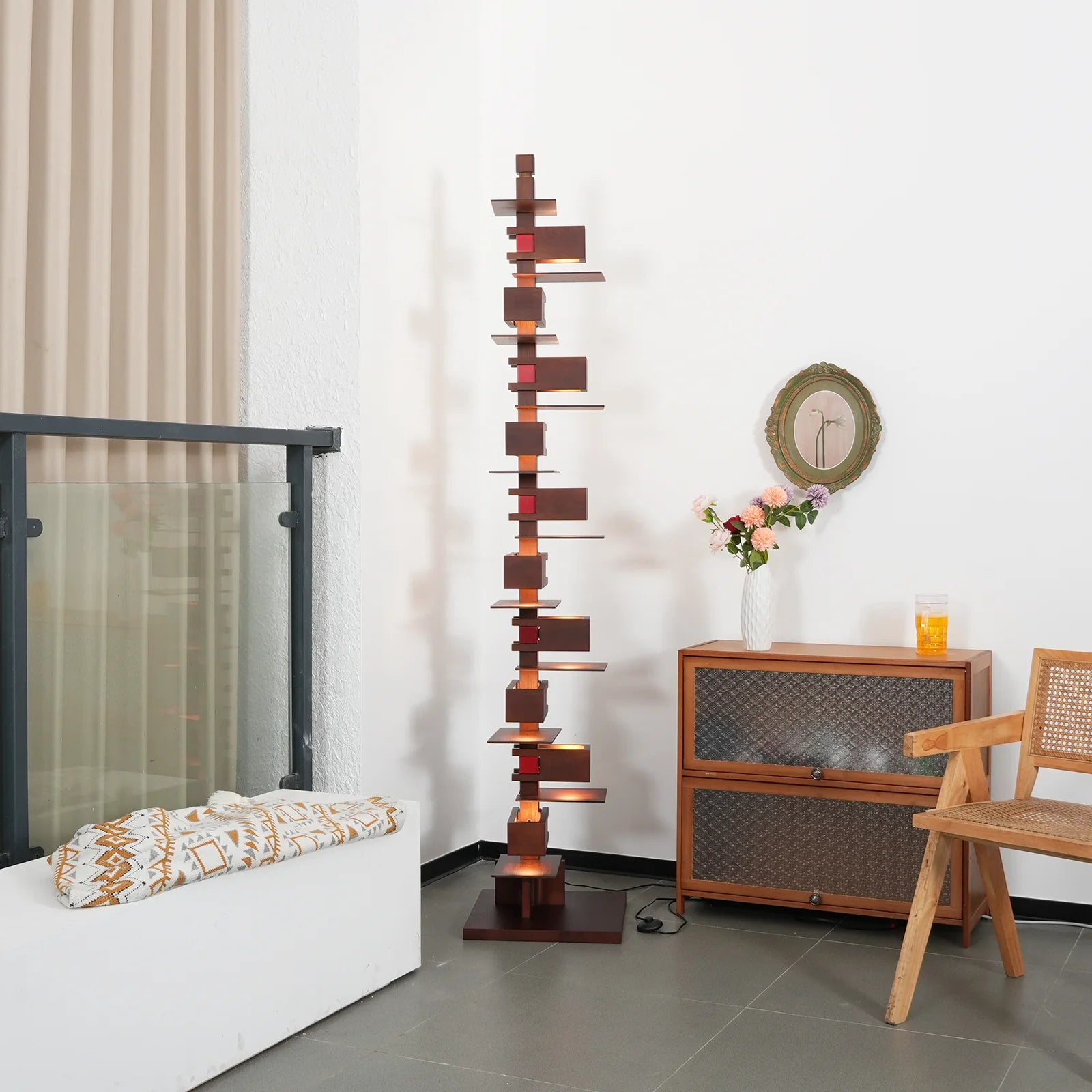 Taliesin Wood Stacked Floor Lamp - Nuvé