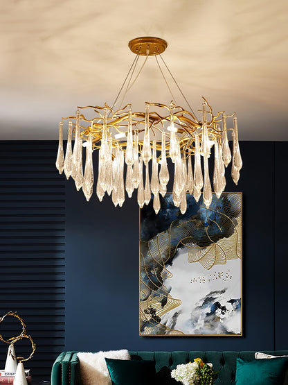Teardrop Round Crystal Chandelier - Nuvé