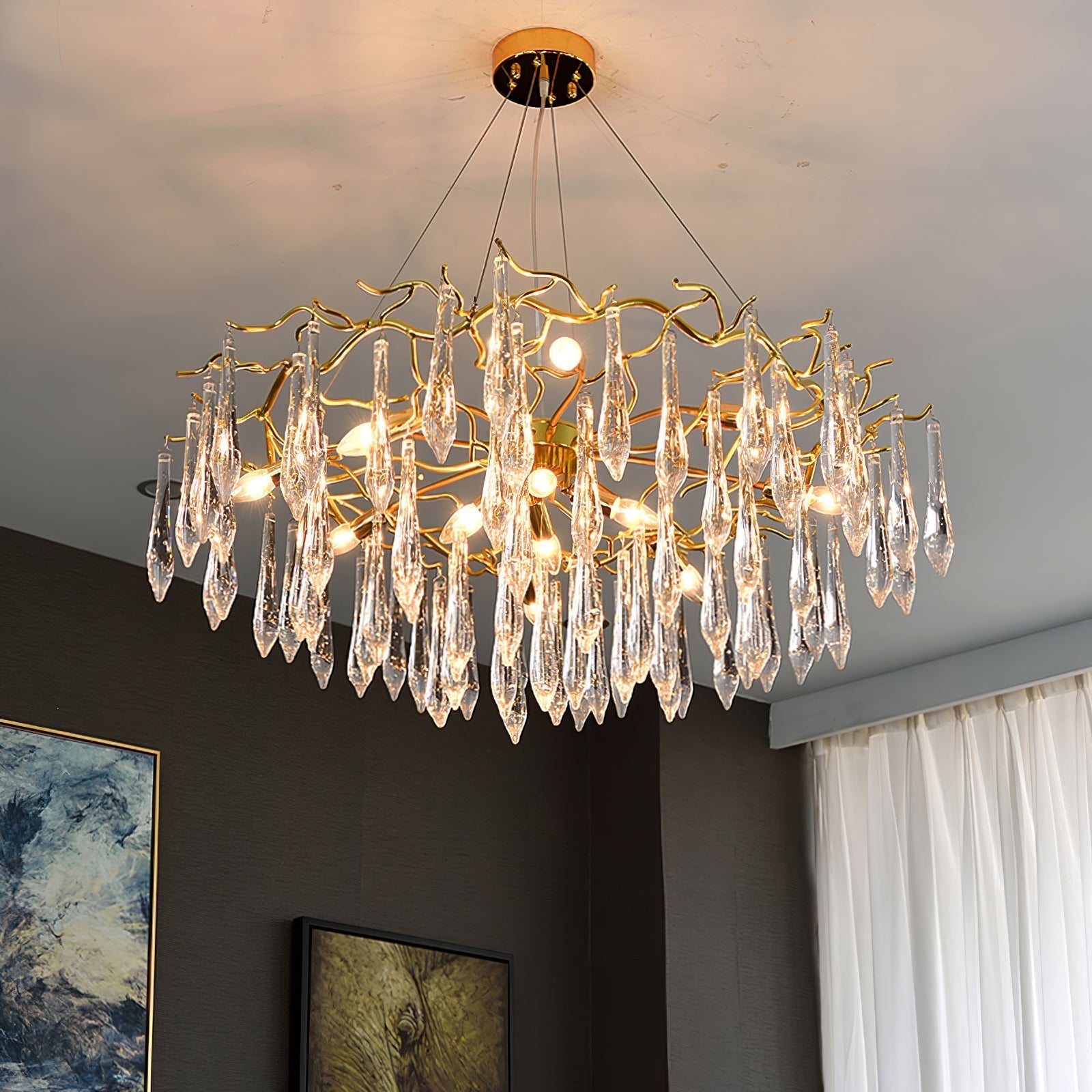 Teardrop Round Crystal Chandelier - Nuvé