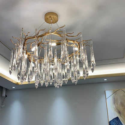 Teardrop Round Crystal Chandelier - Nuvé