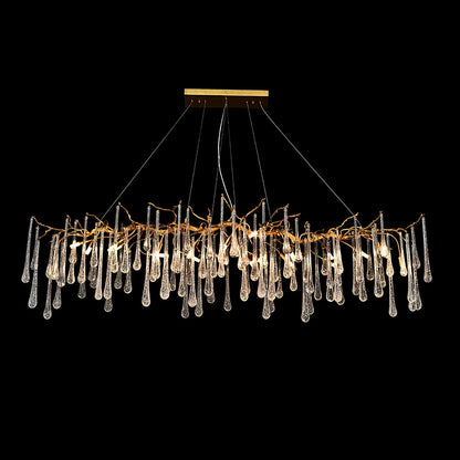 Korewolamp Aqua Makrama chandelier with long teardrop design, featuring intricate macramé details and elegant hanging elements.