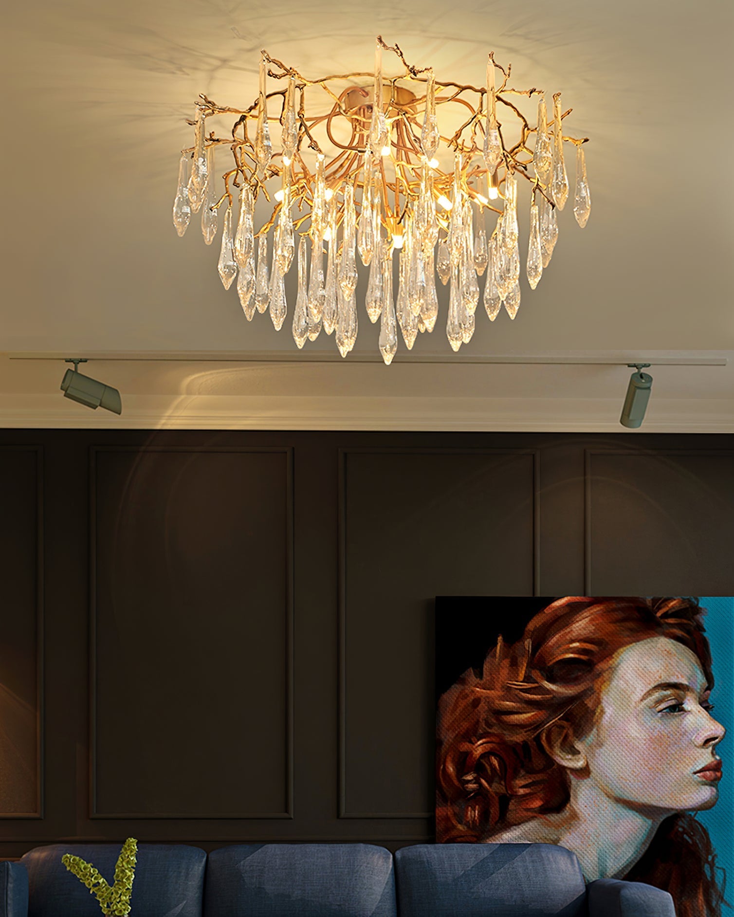 Teardrop Round Crystal Ceiling Lamp - Nuvé