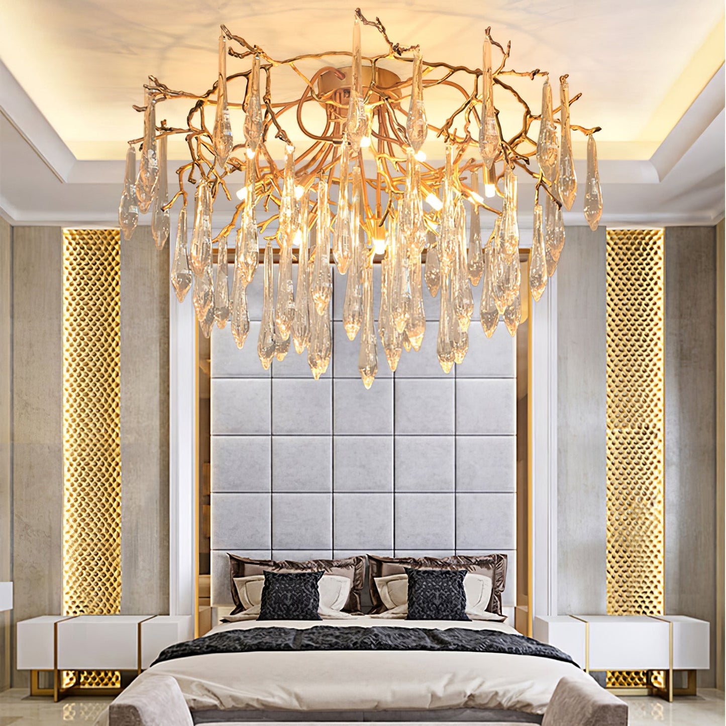 Teardrop Round Crystal Ceiling Lamp - Nuvé