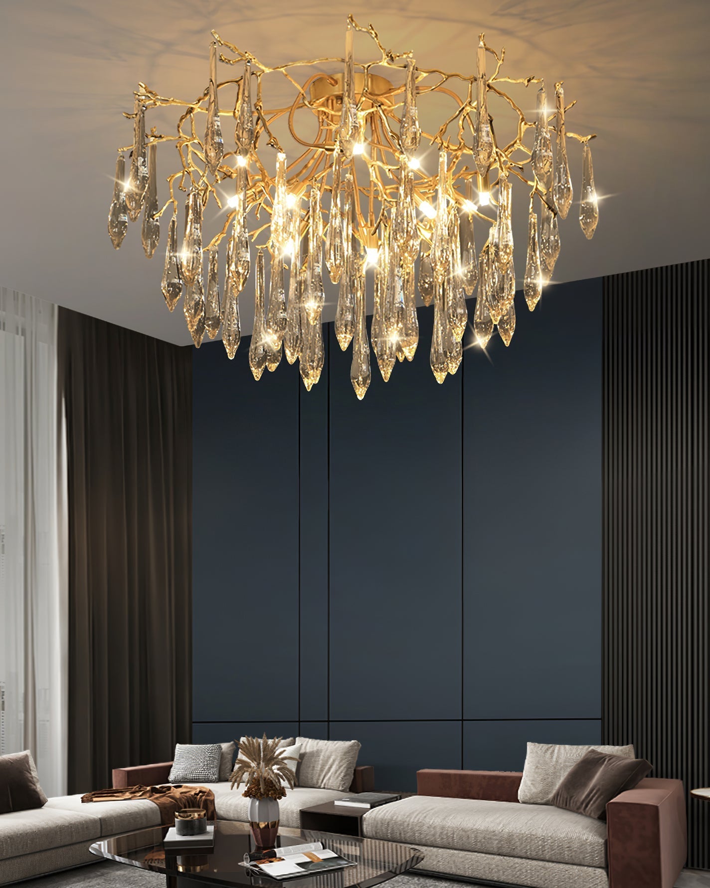 Teardrop Round Crystal Ceiling Lamp - Nuvé