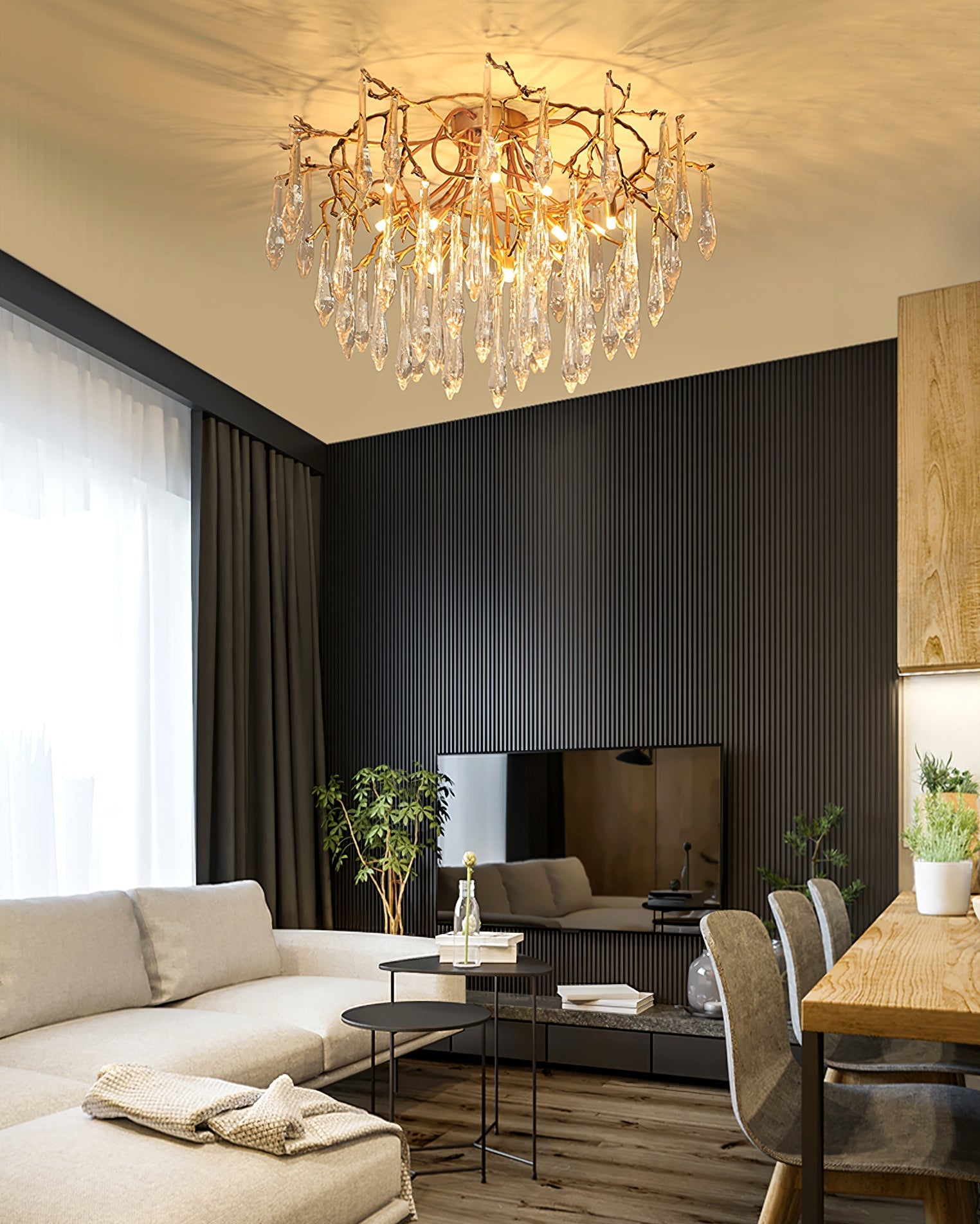 Teardrop Round Crystal Ceiling Lamp - Nuvé