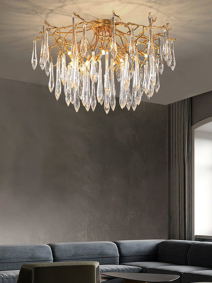 Teardrop Round Crystal Ceiling Lamp - Nuvé